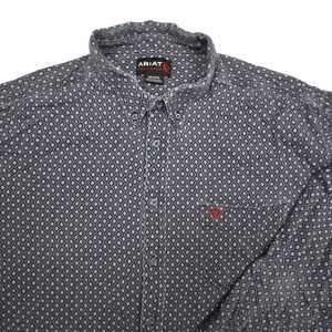 Ariat Work FR Shirt 4XL Blue Geometric Flame Resistant CAT 2 Long Sleeve Button